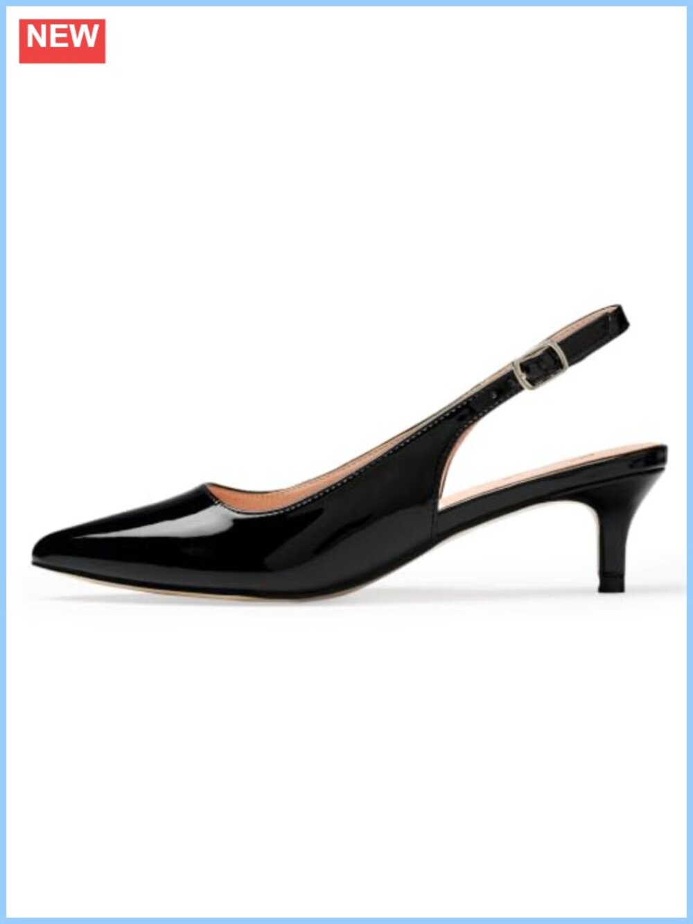 Women's Kitten Heels Slingback Pumps Pointed Toe Low Heel Dress Shoes Leather